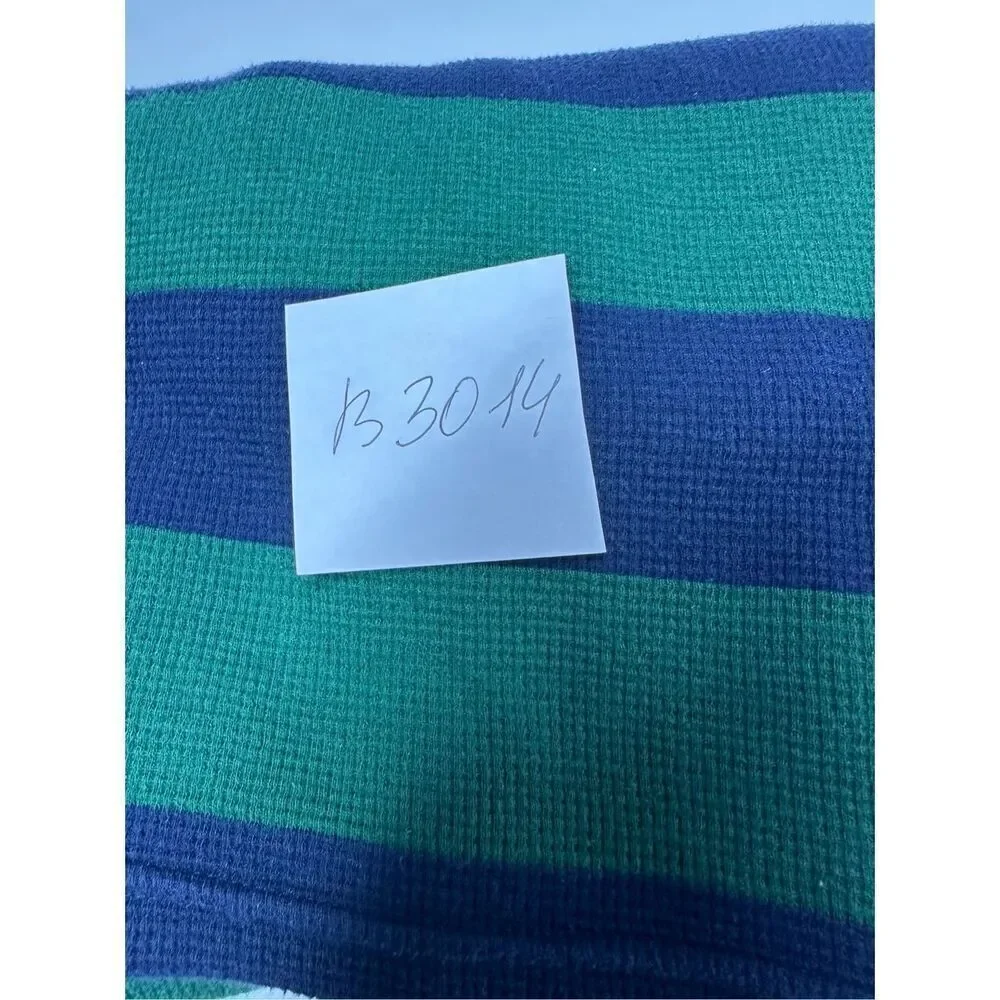 Polo Ralph Lauren Shirt Adult Striped Green Blue Waffle Knit Long Sleeve Size XL